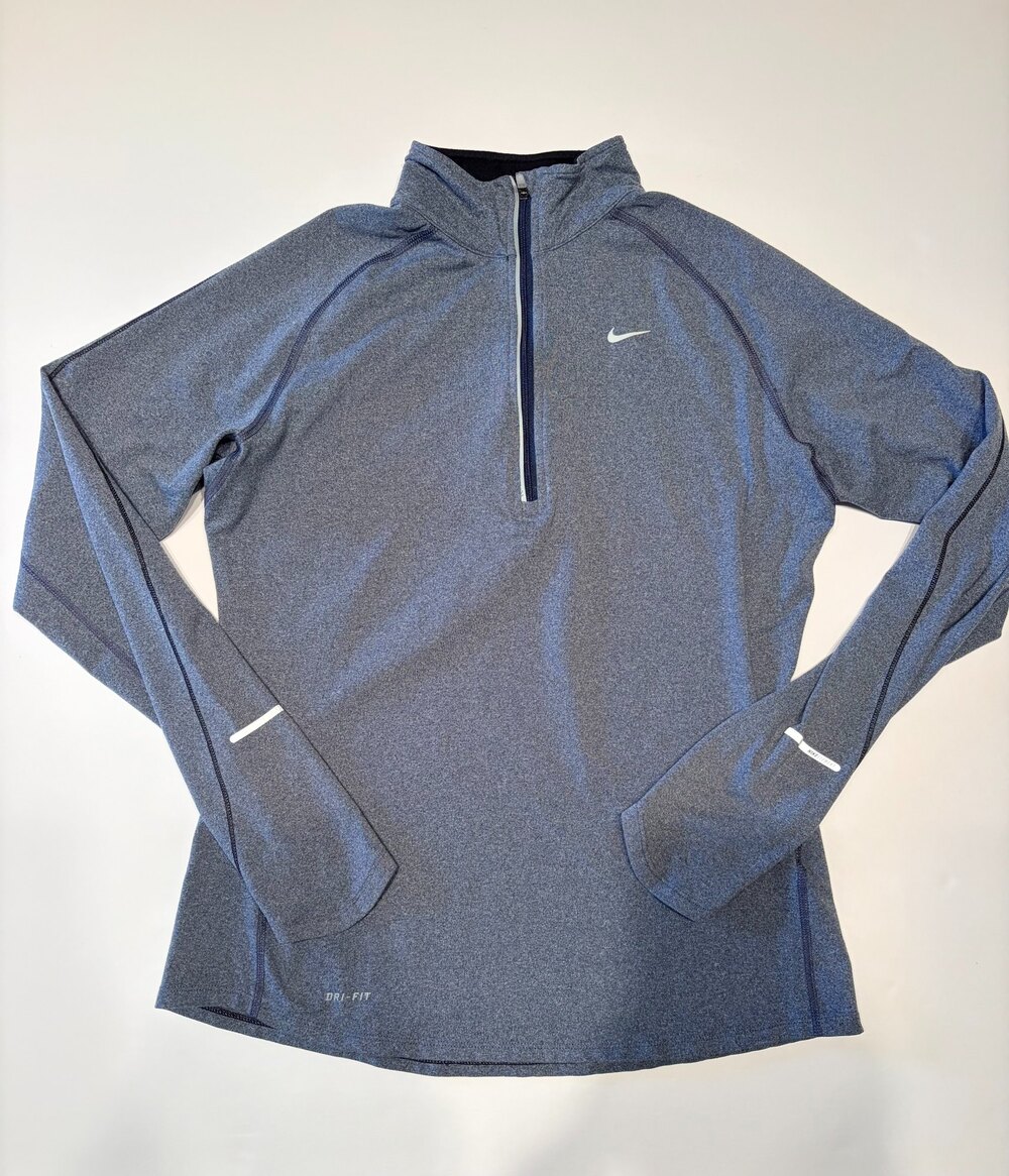 Nike Dri-Fit Quarter Zip Pullover Gray Blue Heathered Long Sleeve Women's M